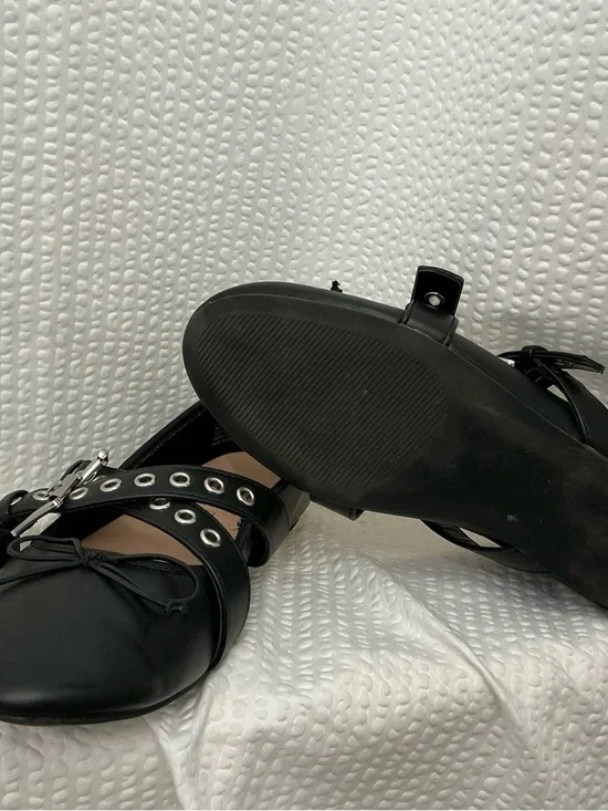 Madden Girl Black Grommet Strap Ballet Flats - Picture 4 of 6